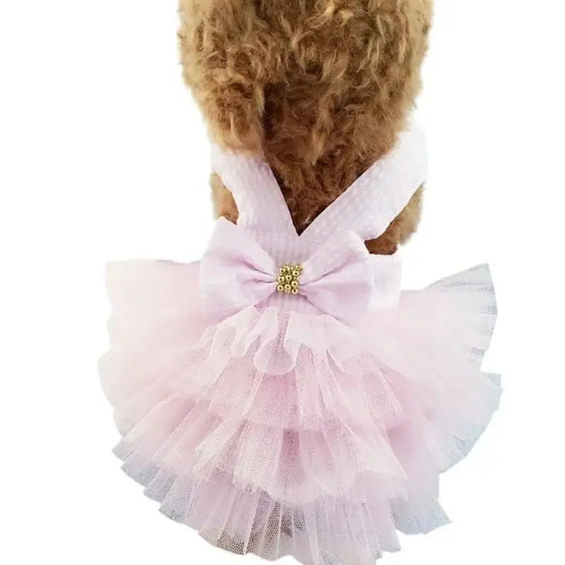 Bowknot Pet Costume Dress Pet Dog Striped Cat Dog Puppy Wedding Princess Skirt Dog Clothes Home Pet Supplies