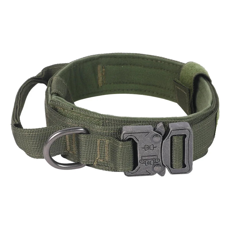 Tactical Dog Collar Adjustable Military Nylon Dog Collar with Control Handle and Heavy Duty Metal Buckle for Medium & Large Dog