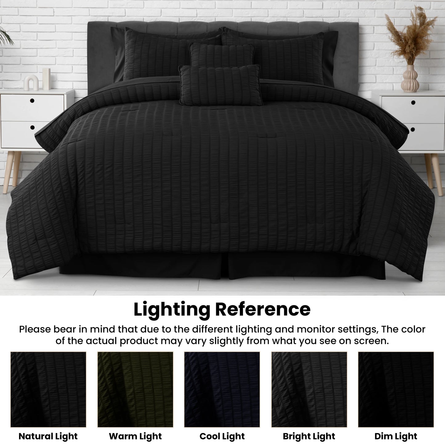 Lux Decor 10 Piece Comforter Set, Seersucker Bed in a Bag King Bedding Set - Down Alternative Comforter Set with Sheets