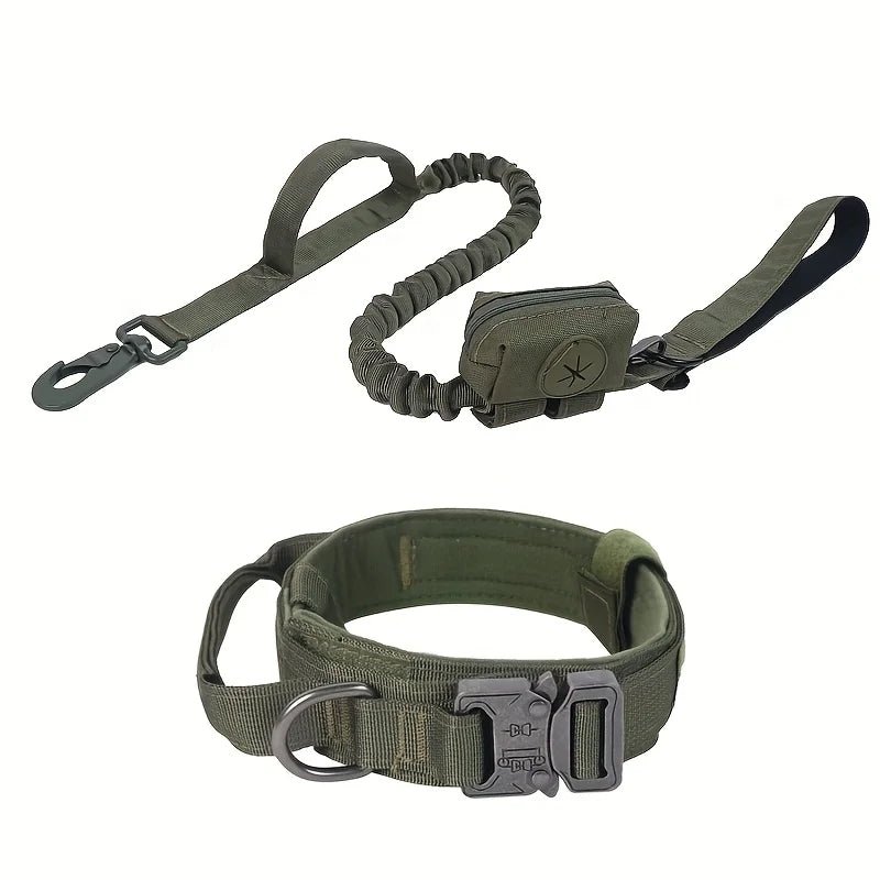 Tactical Dog Collar Adjustable Military Nylon Dog Collar with Control Handle and Heavy Duty Metal Buckle for Medium & Large Dog