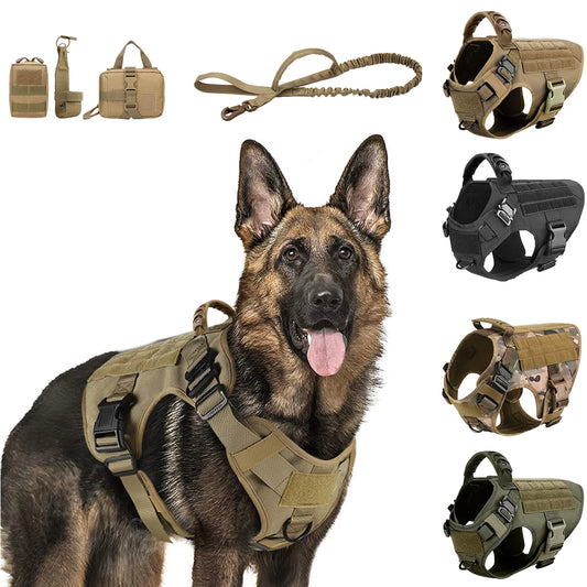 Large Dog Harness And Leash Set Pet German Shepherd Malinois Training Walking Vest Dog Harness And Collar For Medium Large Dogs