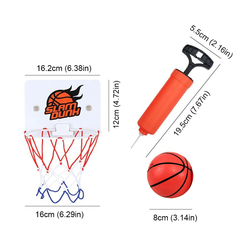 Suction Cup Basketball Hoop with 2 Balls Wall-Mounted Basketball Hoop Mini Basketball Hoop for Home Living Room