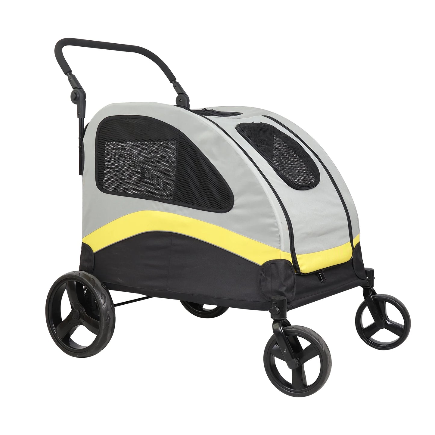 Pet Stroller for 2 Dogs, Zipper Divider and Wheels, Wagon, Travel Carriage