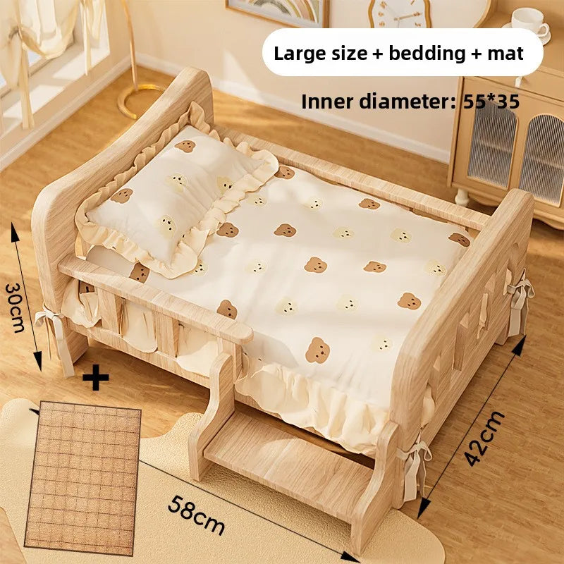 Pet bed, solid wood dog bed, all-season cat bed