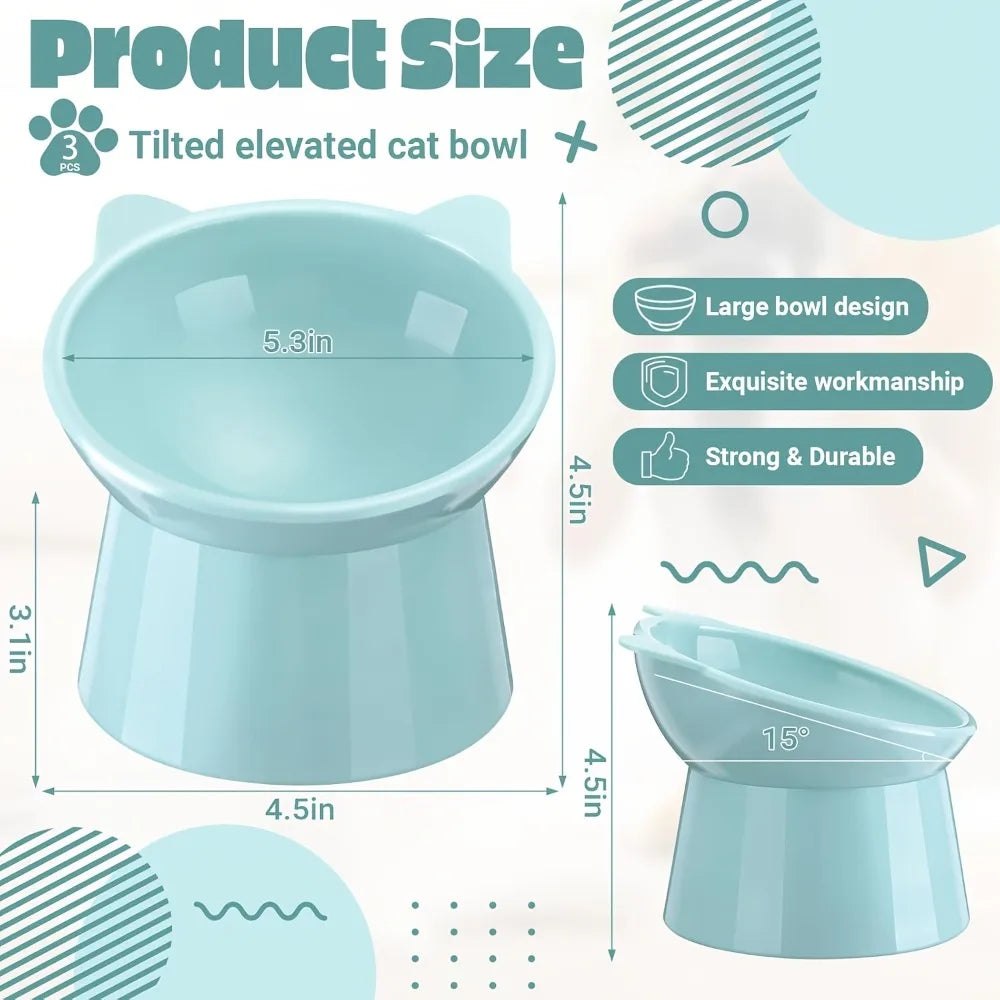 Cat-Ear Elevated Pet Bowl – Ergonomic Raised Feeder for Cats & Small Dogs, Non-Slip Base, Reduces Neck Strain
