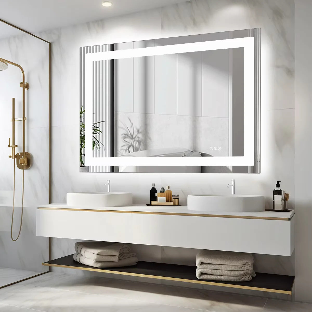 36"x 24"LED Bathroom Vanity Mirror for Wall Memory Function Tempered Glass with Front Light and Backlit For Living Room