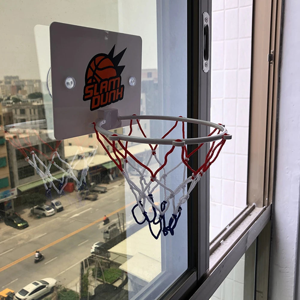 Suction Cup Basketball Hoop with 2 Balls Wall-Mounted Basketball Hoop Mini Basketball Hoop for Home Living Room