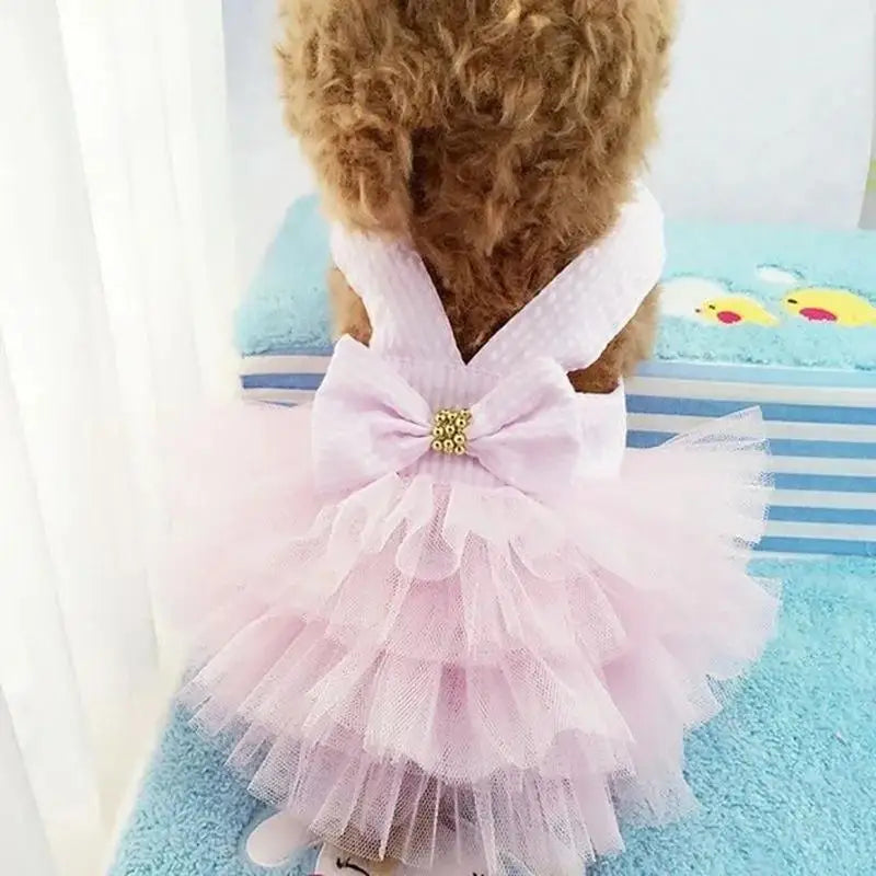 Bowknot Pet Costume Dress Pet Dog Striped Cat Dog Puppy Wedding Princess Skirt Dog Clothes Home Pet Supplies