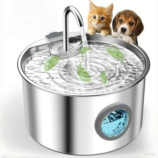 Stainless Steel Cat Water Fountain, 108oz Pet Fountain Dispenser Automatic for Inside Dog Cats Drinking Replaceable filters