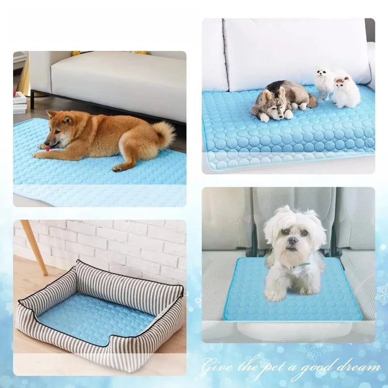Ice-Cool Summer Pet Cooling Mat Breathable Living Room Sofa Cooler Floor Pad Dog Cat Durable Blanket Sweat-Absorbent Cooling Mat