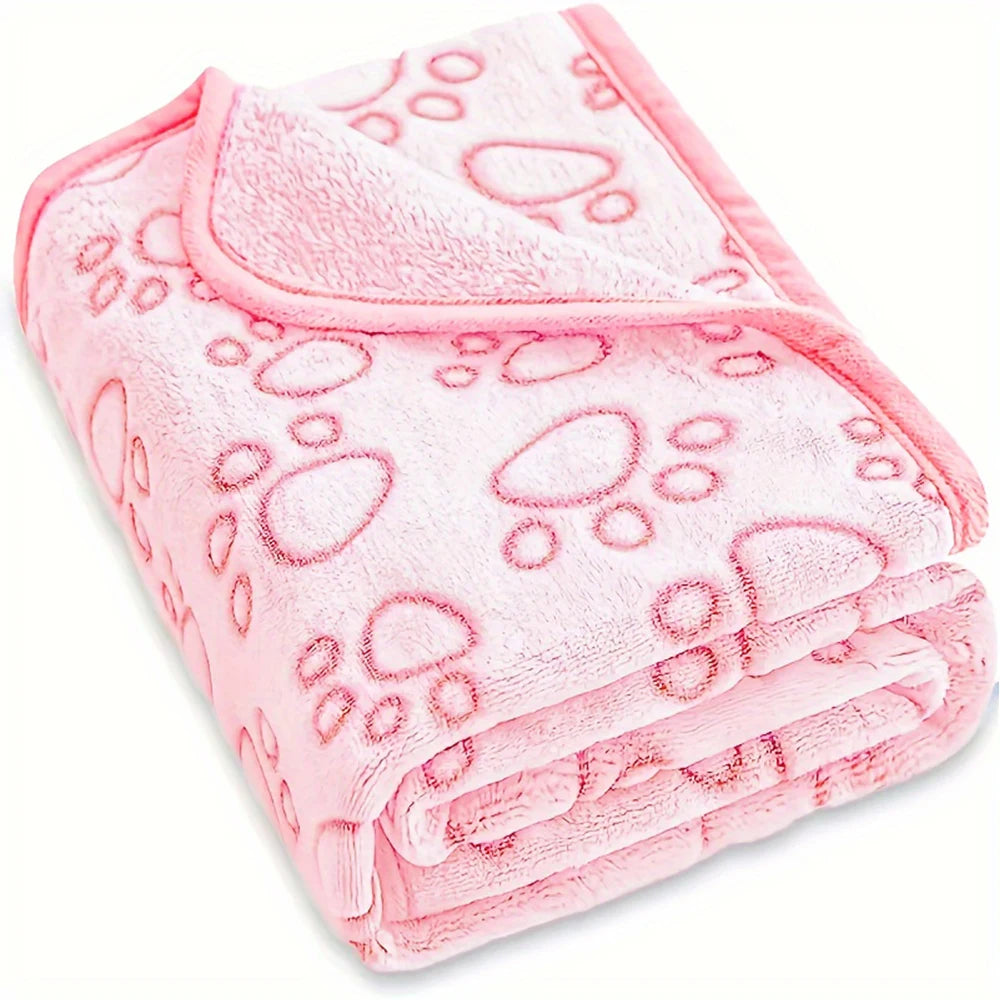 1pcs Ultra-Soft Paw Print Dog Blankets - Machine Washable, Cozy Pet Pillow Pads for Indoor & Outdoor Use - Ideal for Small to Large dogs