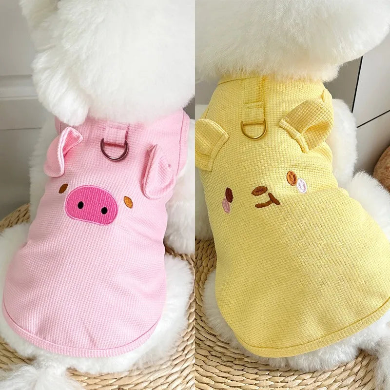 Overalls for Dogs Cats Spring Summer Clothes Cute Dog Vest Breathable Waffle Pet T Shirt Chihuahua Bichon Clothing Thin Hoodies