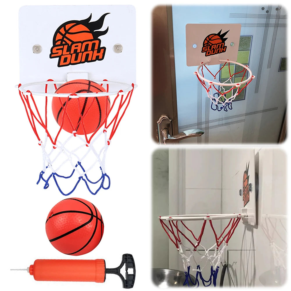 Suction Cup Basketball Hoop with 2 Balls Wall-Mounted Basketball Hoop Mini Basketball Hoop for Home Living Room