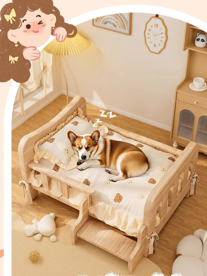 Pet bed, solid wood dog bed, all-season cat bed