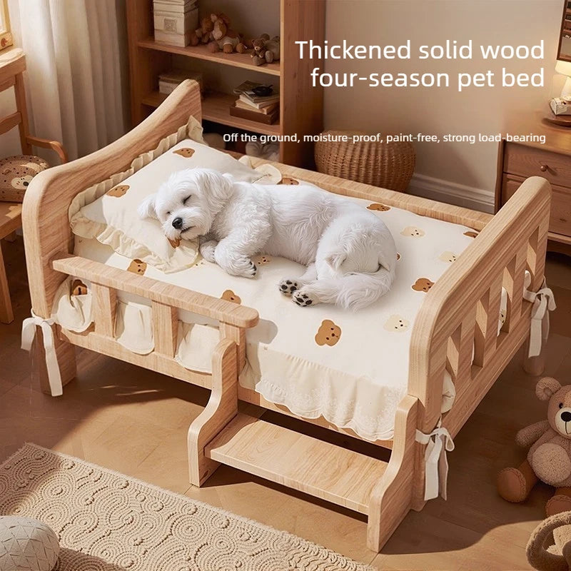 Pet bed, solid wood dog bed, all-season cat bed