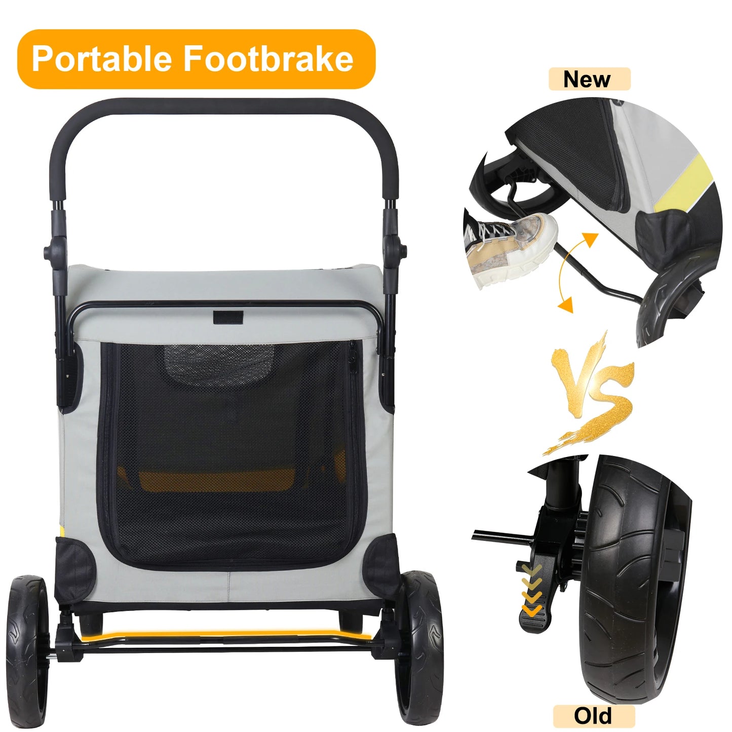 Pet Stroller for 2 Dogs, Zipper Divider and Wheels, Wagon, Travel Carriage