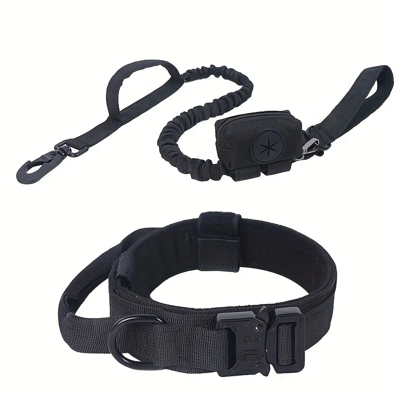 Tactical Dog Collar Adjustable Military Nylon Dog Collar with Control Handle and Heavy Duty Metal Buckle for Medium & Large Dog