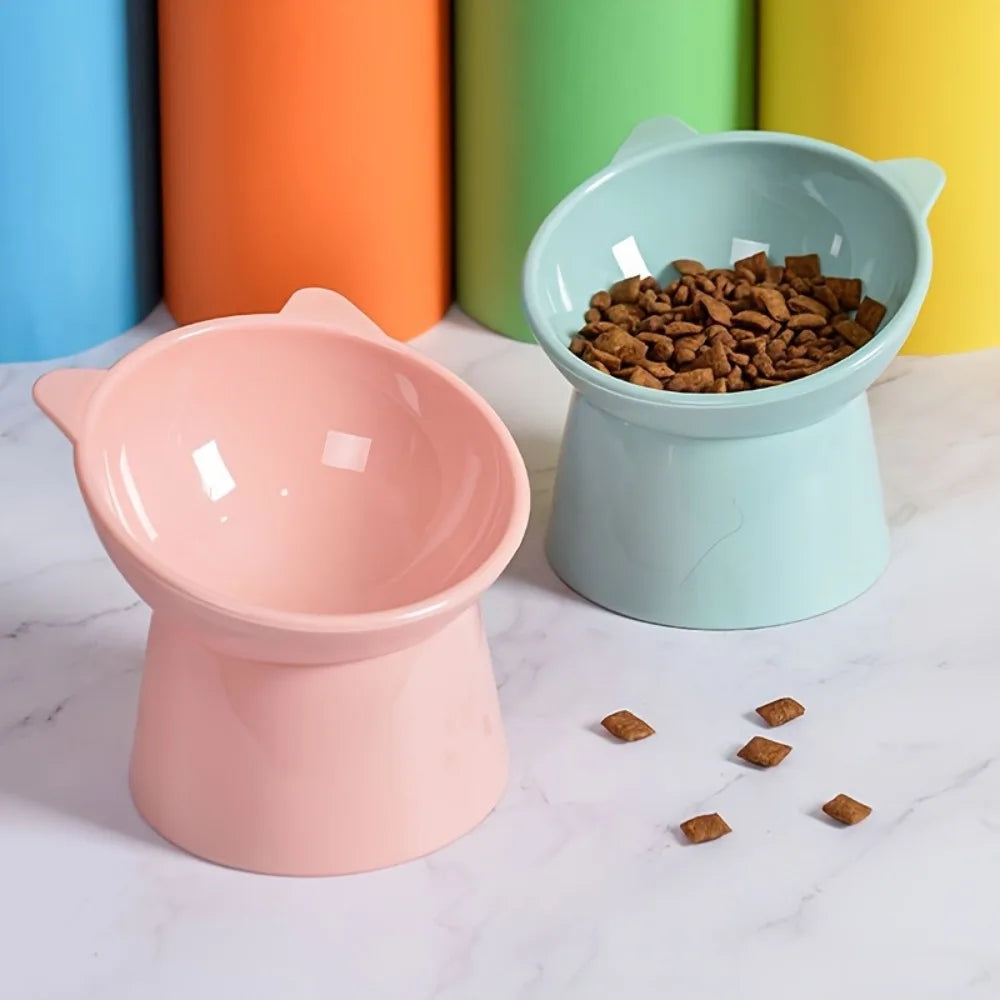Cat-Ear Elevated Pet Bowl – Ergonomic Raised Feeder for Cats & Small Dogs, Non-Slip Base, Reduces Neck Strain