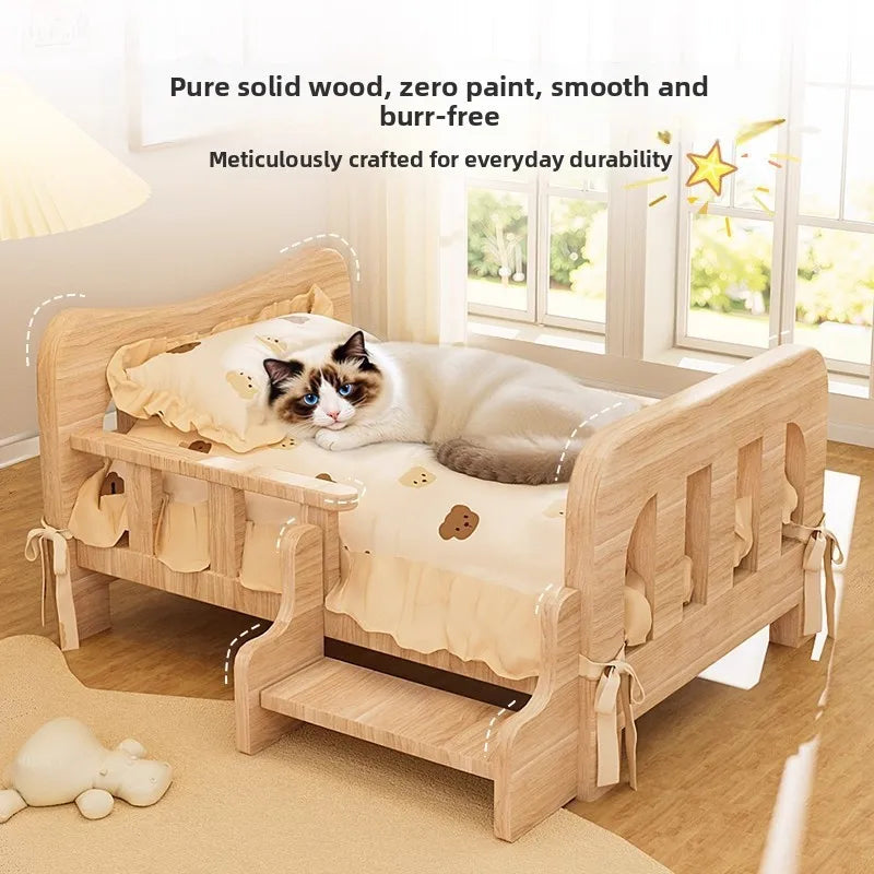 Pet bed, solid wood dog bed, all-season cat bed