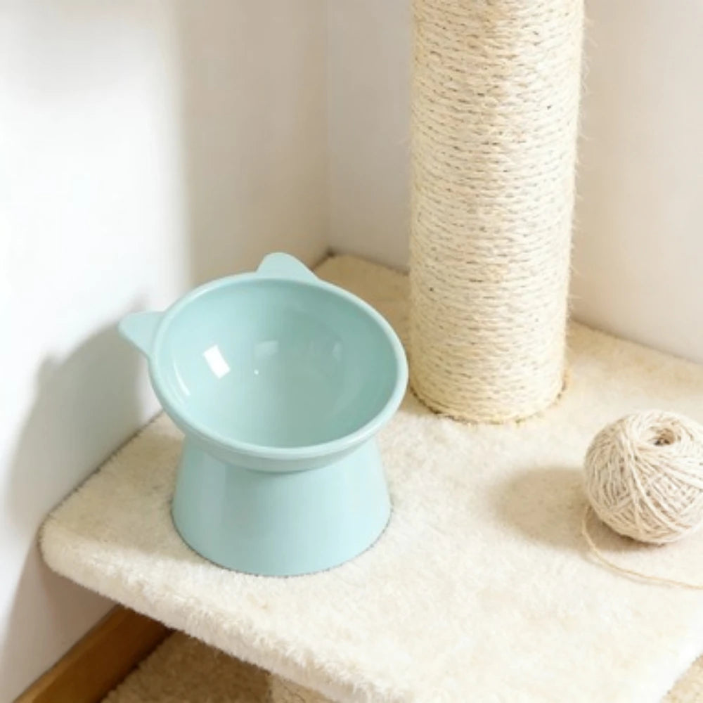 Cat-Ear Elevated Pet Bowl – Ergonomic Raised Feeder for Cats & Small Dogs, Non-Slip Base, Reduces Neck Strain