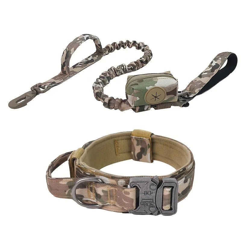Tactical Dog Collar Adjustable Military Nylon Dog Collar with Control Handle and Heavy Duty Metal Buckle for Medium & Large Dog