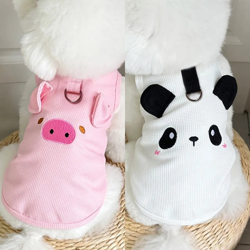 Overalls for Dogs Cats Spring Summer Clothes Cute Dog Vest Breathable Waffle Pet T Shirt Chihuahua Bichon Clothing Thin Hoodies