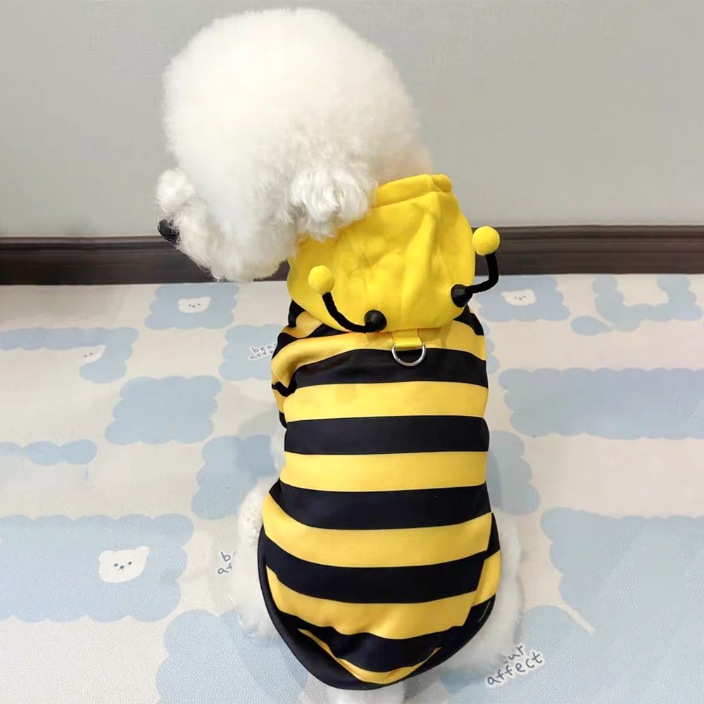 Cute Bee Costume Dog Cat Hoodie - thickened Pet Sweater Warm Outfit for Halloween Cosplay & Daily Wear pet clothes dogs clothes