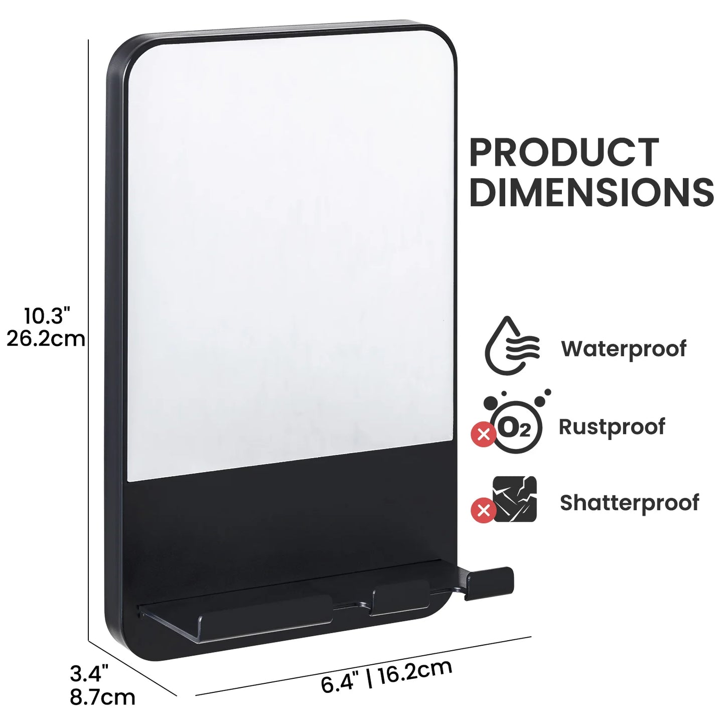 TAILI Shower Mirror Fogless for Shaving with Razor Holder, Fog Free Mirror Shower Suction Rust-Proof Removable Bathroom Mirror