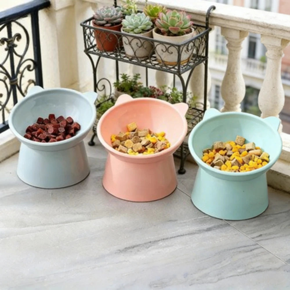 Cat-Ear Elevated Pet Bowl – Ergonomic Raised Feeder for Cats & Small Dogs, Non-Slip Base, Reduces Neck Strain