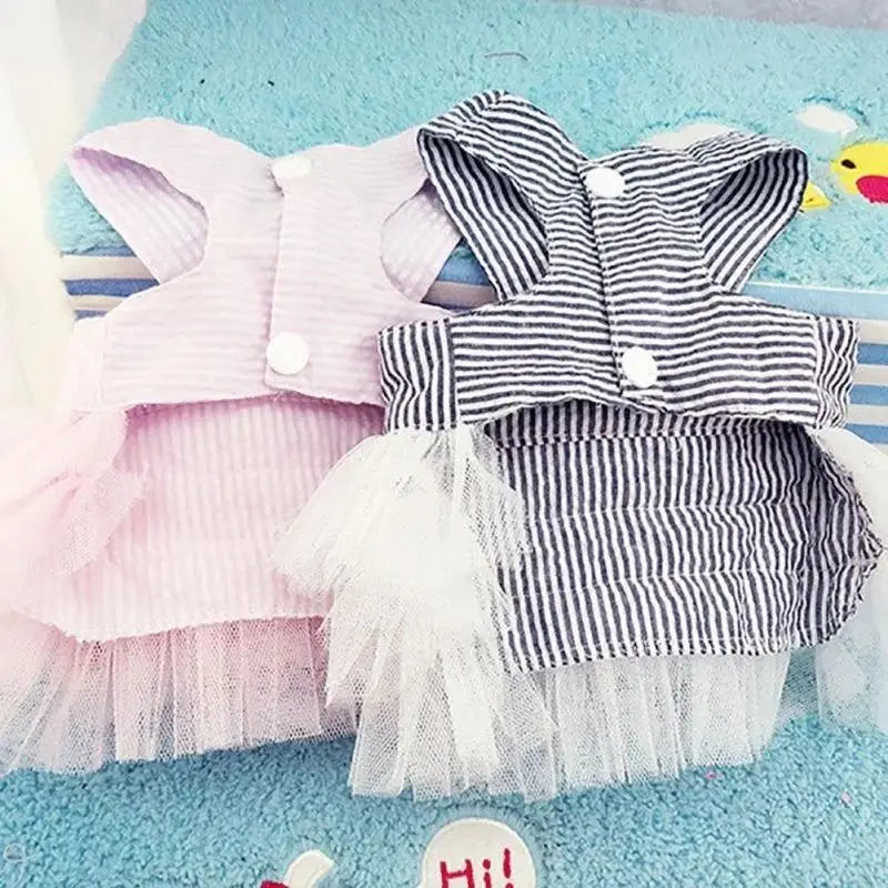Bowknot Pet Costume Dress Pet Dog Striped Cat Dog Puppy Wedding Princess Skirt Dog Clothes Home Pet Supplies