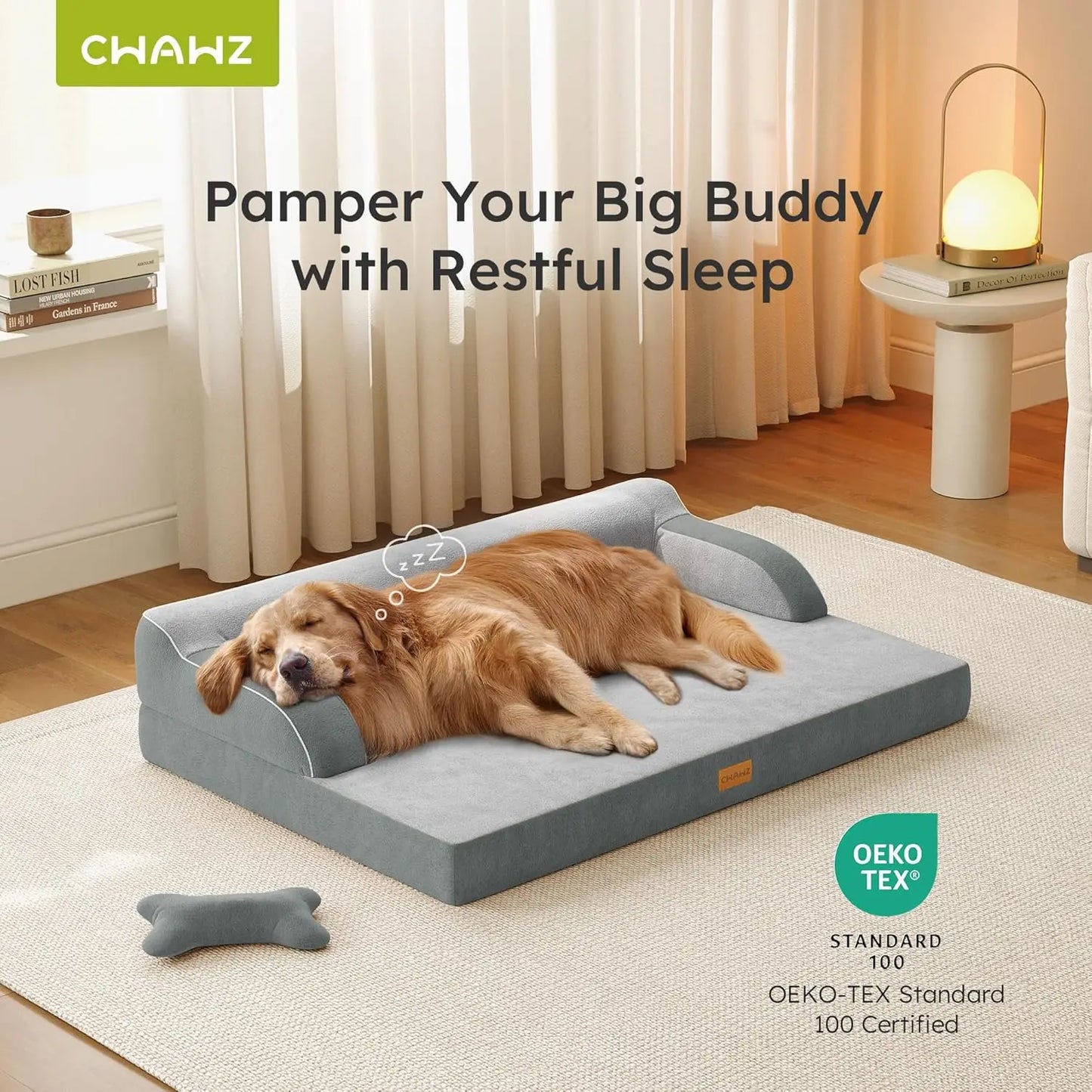 Extra Large Orthopedic Dog Bed with Cooling Memory Foam, Washable Waterproof Cover and Nonslip Bottom