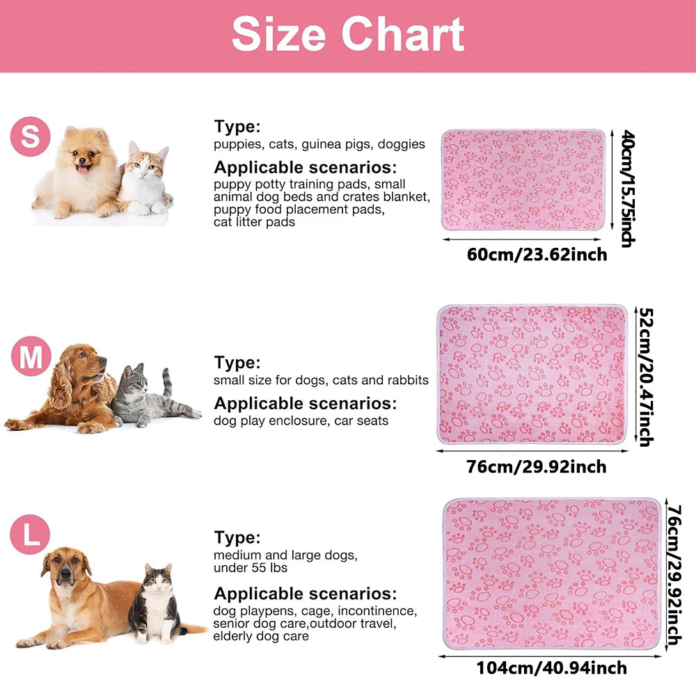 1pcs Ultra-Soft Paw Print Dog Blankets - Machine Washable, Cozy Pet Pillow Pads for Indoor & Outdoor Use - Ideal for Small to Large dogs