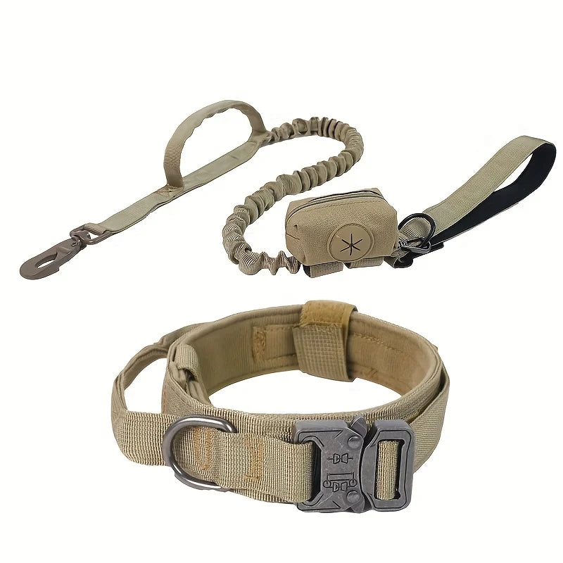 Tactical Dog Collar Adjustable Military Nylon Dog Collar with Control Handle and Heavy Duty Metal Buckle for Medium & Large Dog