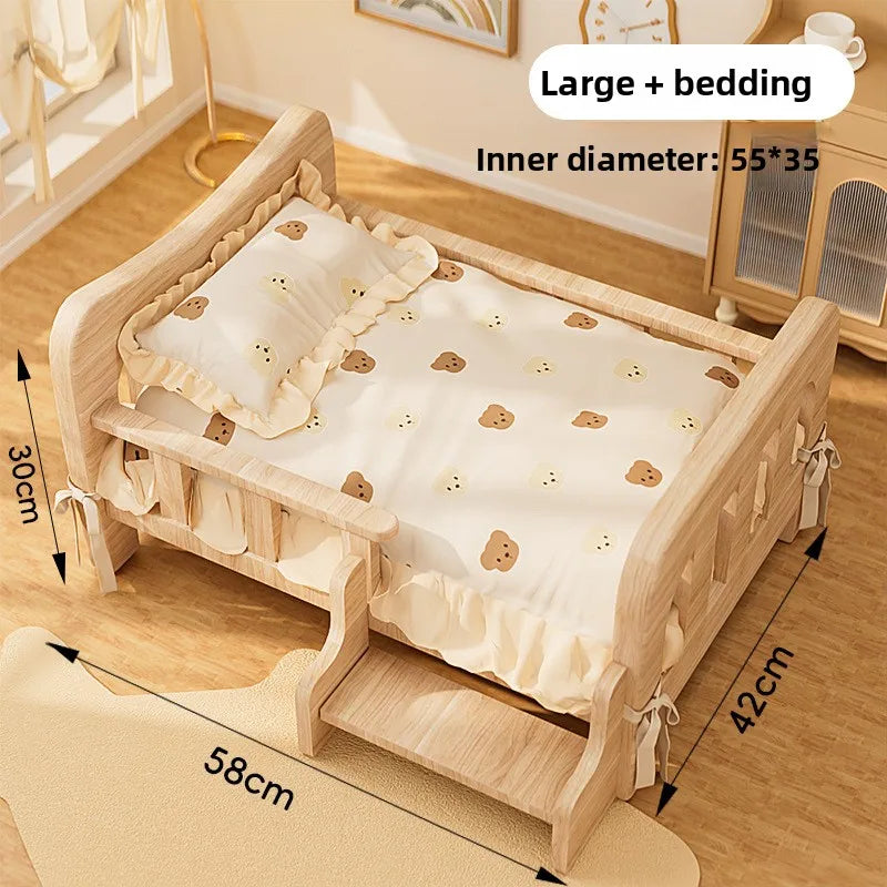 Pet bed, solid wood dog bed, all-season cat bed