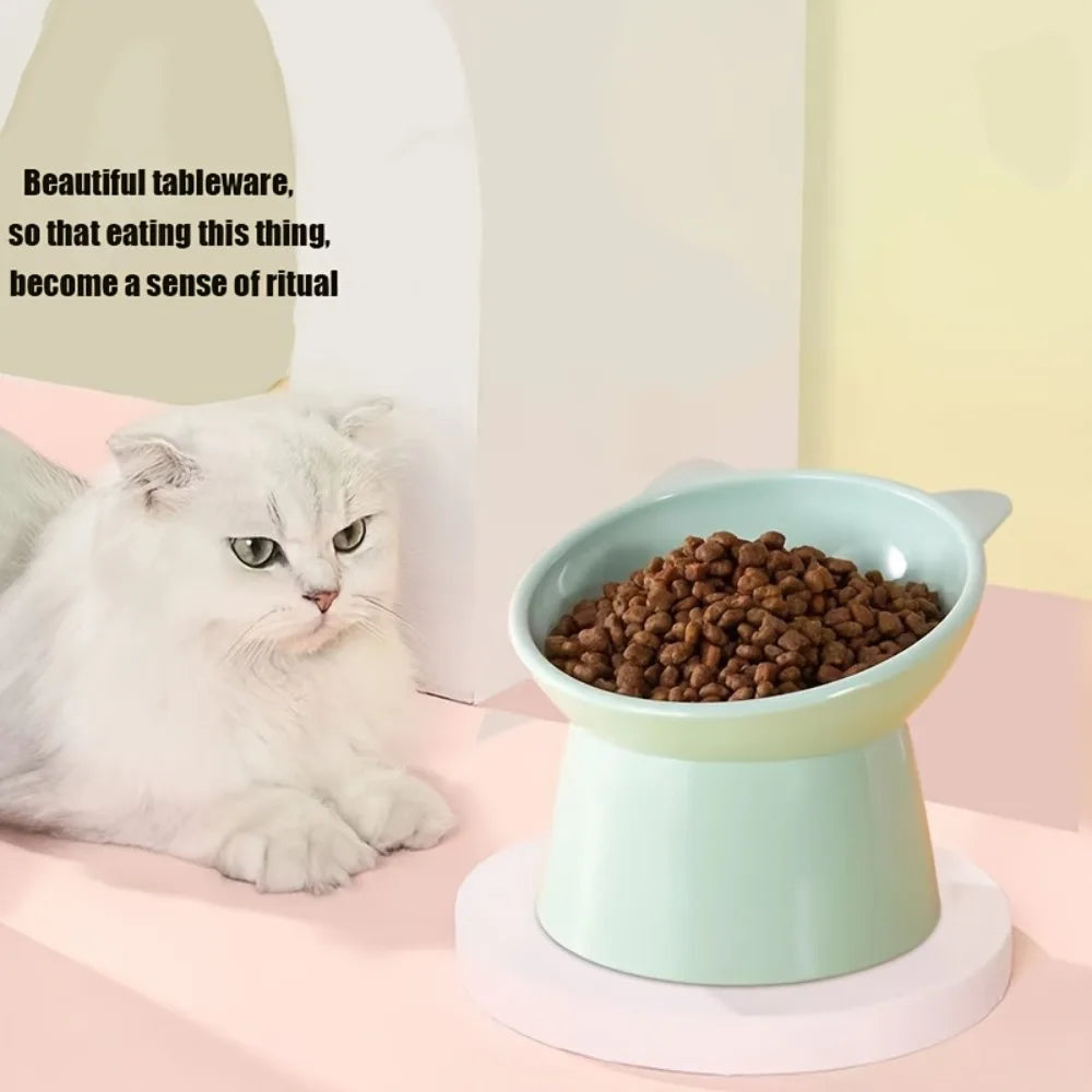 Cat-Ear Elevated Pet Bowl – Ergonomic Raised Feeder for Cats & Small Dogs, Non-Slip Base, Reduces Neck Strain