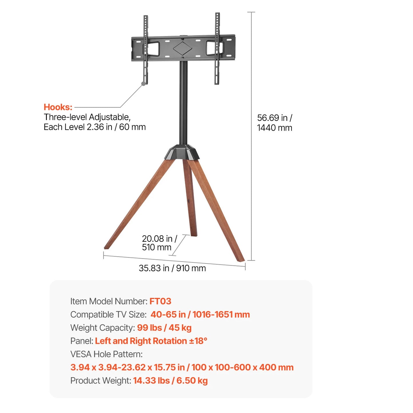 Rolling TV Stand Mobile TV Cart Suit for Various Sizes TV Portable TV Stand with Wheels for Living Room Bedroom Office