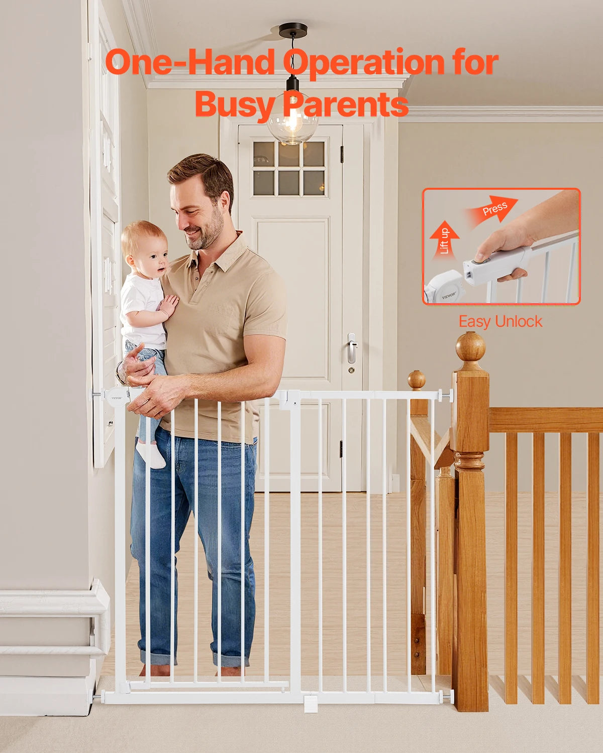 Gate 28/30/36 Inches High Dog Gate Pressure Mount Kit Wall Cups Doorways