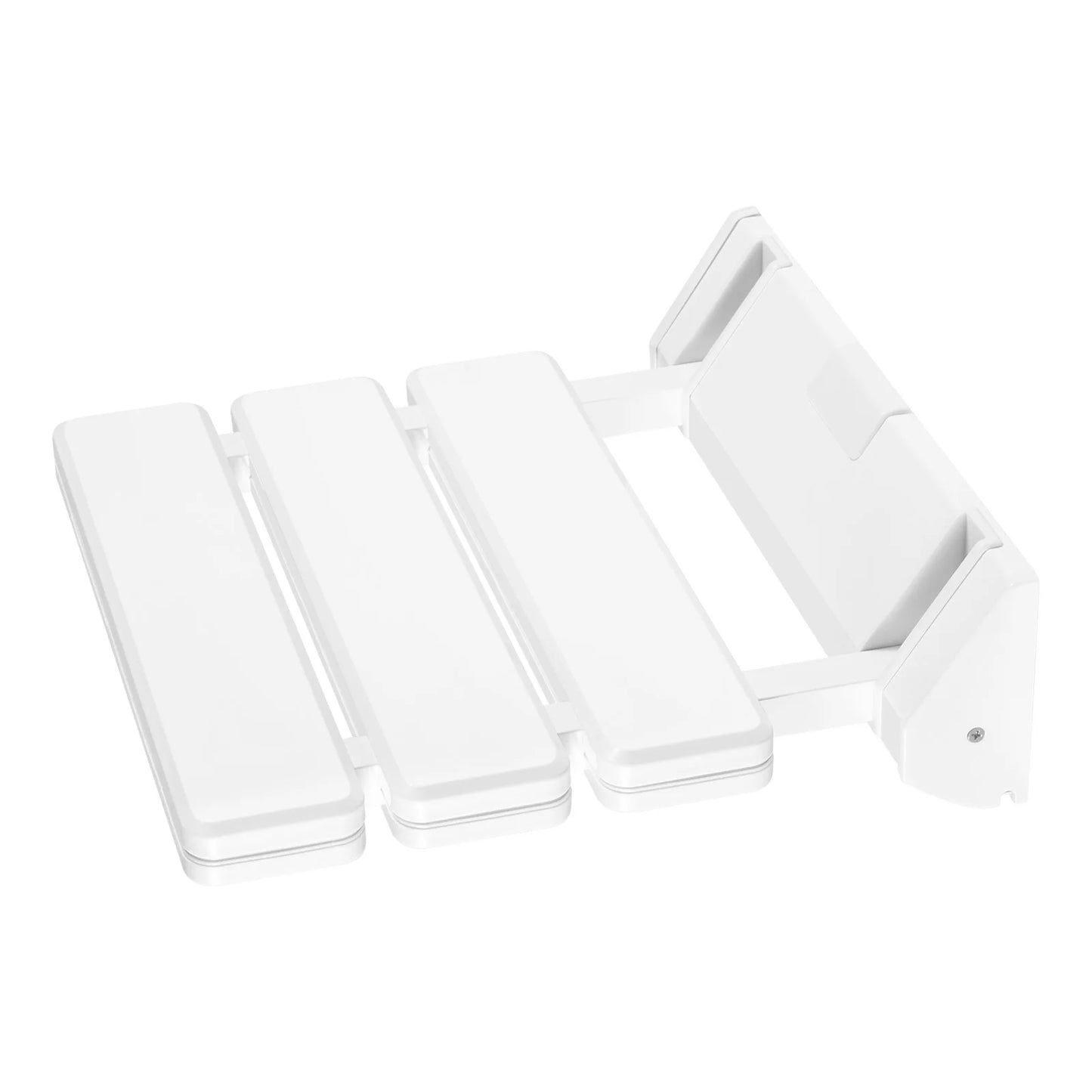 90° Folding Shower Seat Wall-Mounted Waterproof Shower Bench Shoe Changing Stool White Load 130kg for Bathrooms Porches 32*34cm