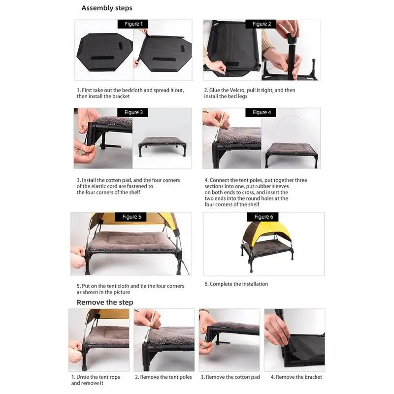 Outdoor Pet Cot With Removable Canopy Shade Tent