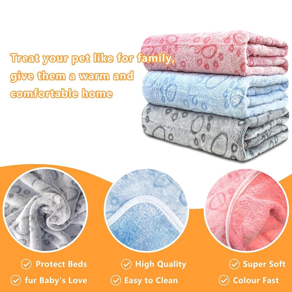 1pcs Ultra-Soft Paw Print Dog Blankets - Machine Washable, Cozy Pet Pillow Pads for Indoor & Outdoor Use - Ideal for Small to Large dogs